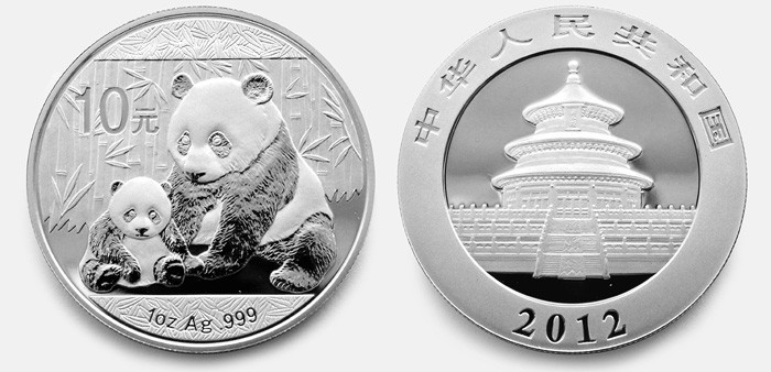 Strieborná minca Panda séria vydania rok 2012 na predaj.